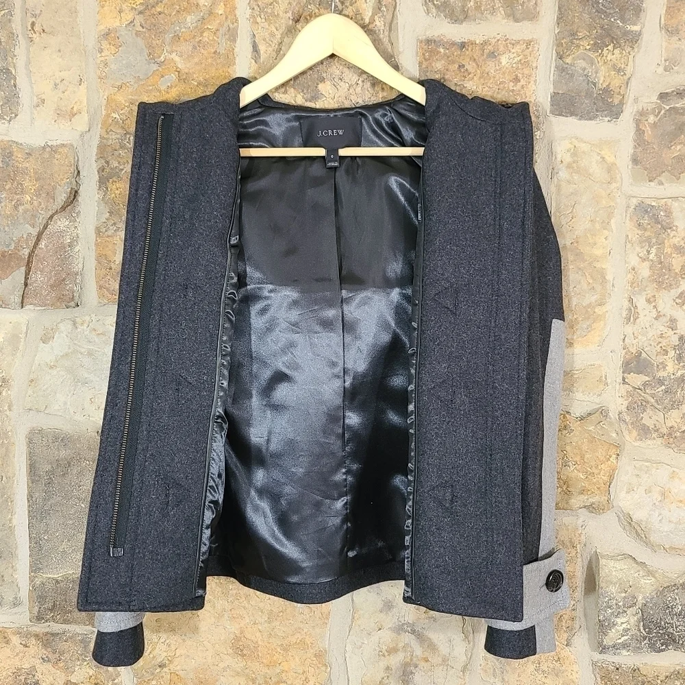 NEW J Crew 0 Colorblock Duffle Toggle Wool Coat Jacket